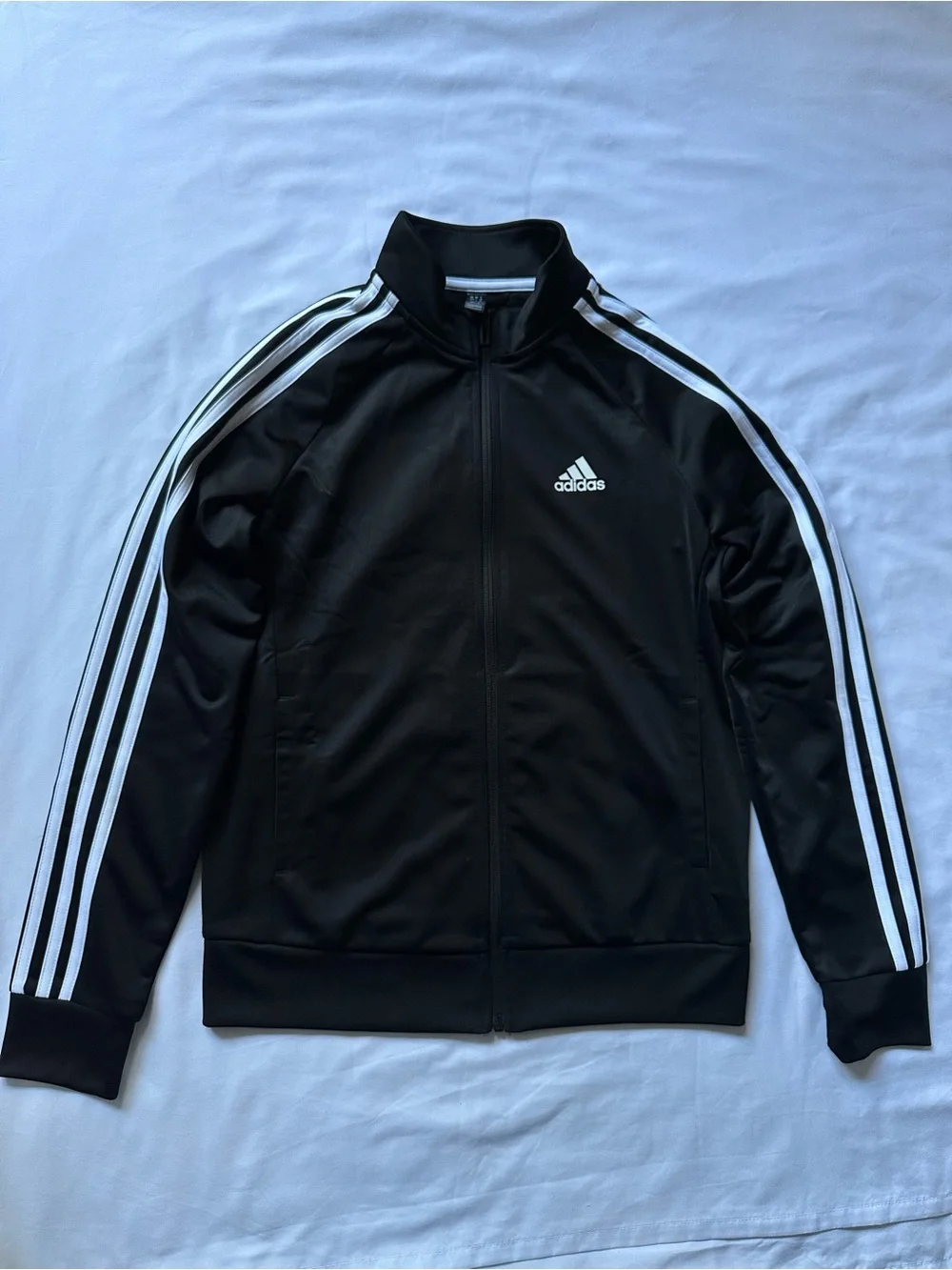 adidas Black Track Jacket with White Three-Stripes